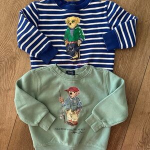 Polo by Ralph Lauren Kids' Blue Striped and Green Bear Sweatshirts